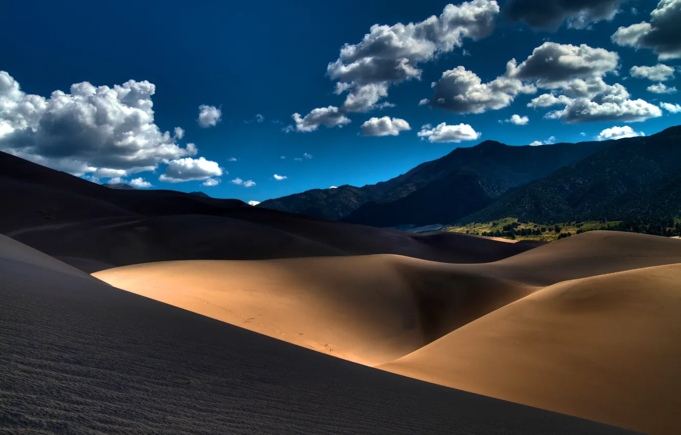 Photo wallpaper sand, landscape, mountains