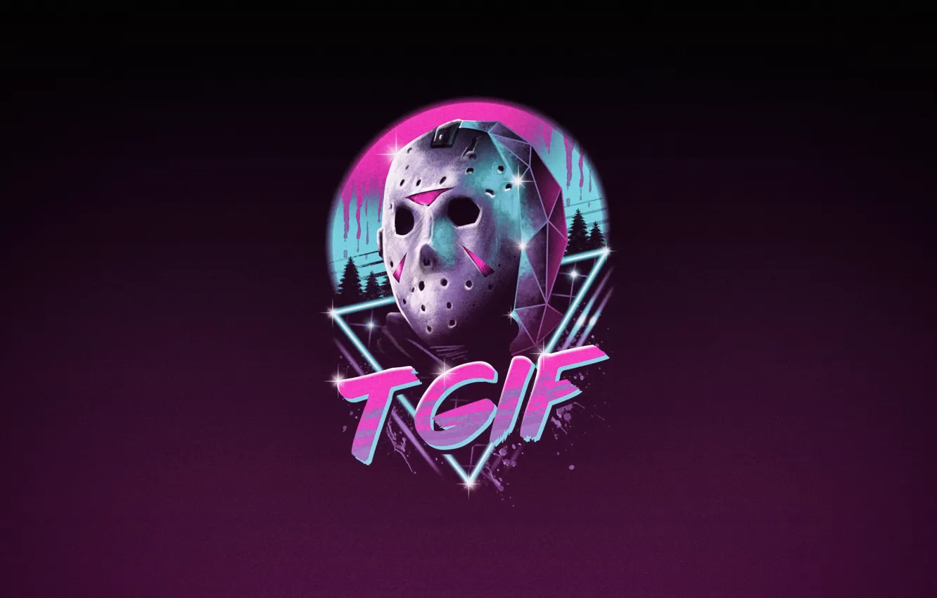 Photo wallpaper minimalism, art, Jason Voorhees, Neon, Jason Voorhees, Jason, Synth, Retrowave