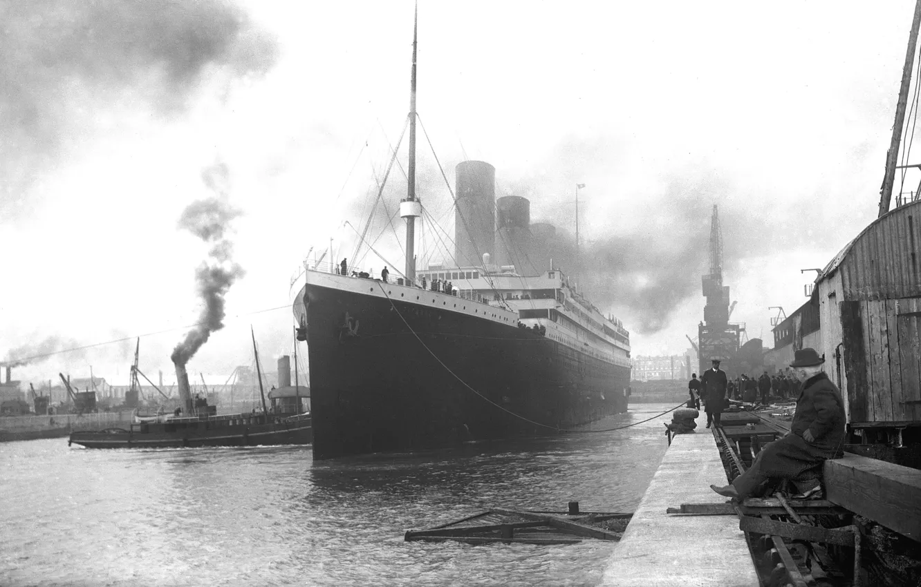 Photo wallpaper retro, Wallpaper, ship, Marina, port, steamer, Titanic, liner