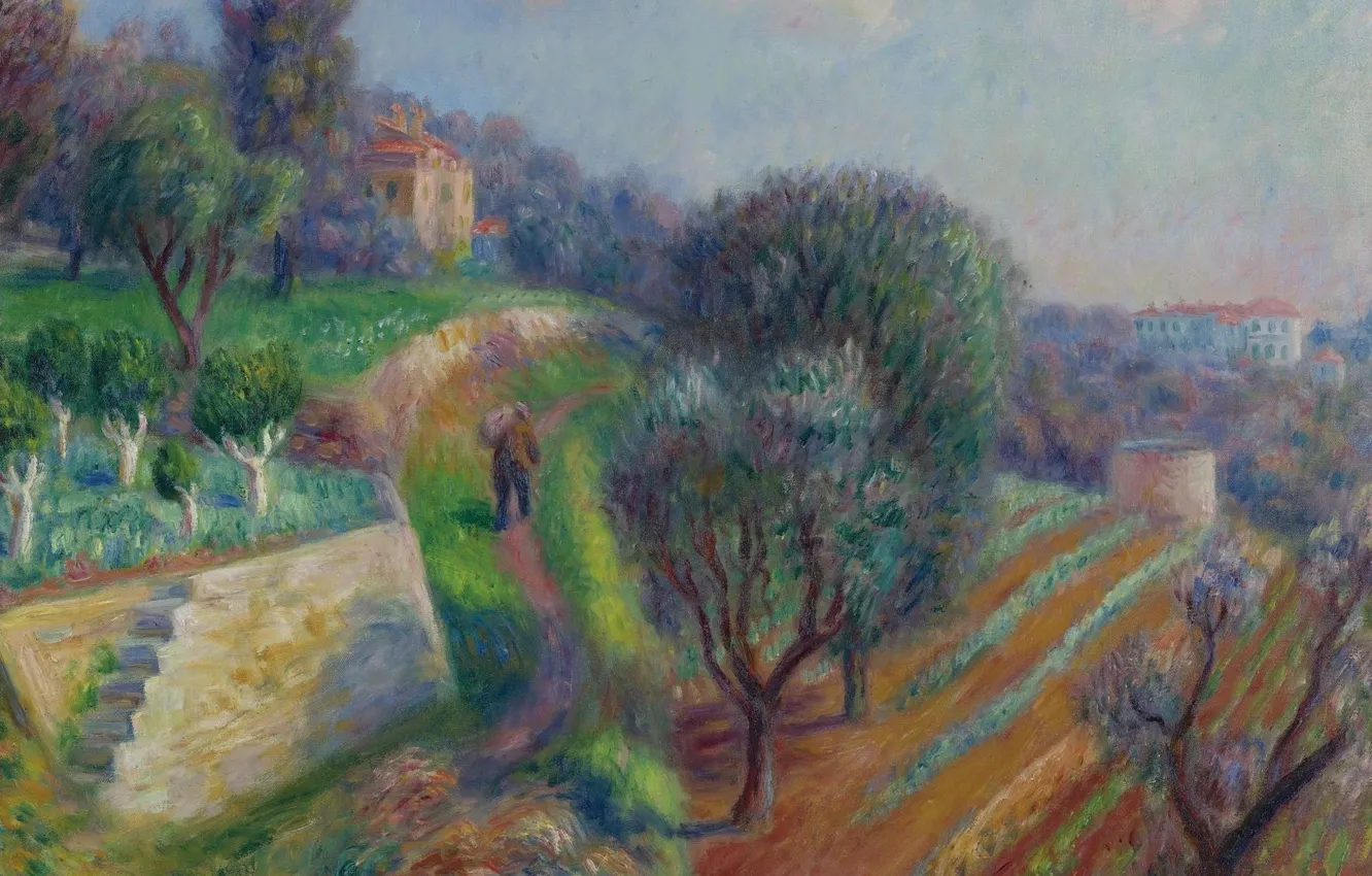 Photo wallpaper landscape, picture, 1929, William Glackens, The Hillside, William James Glackens
