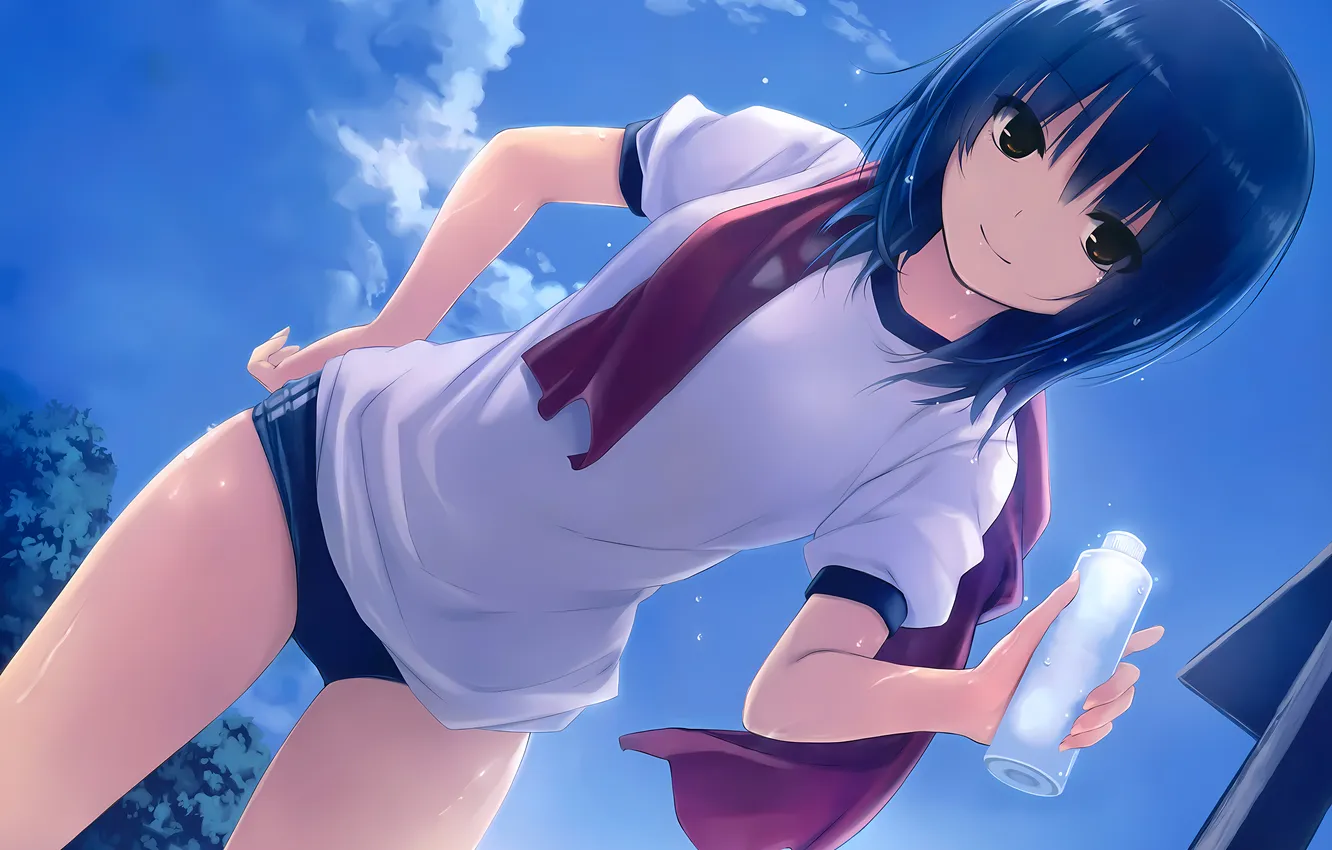 Photo wallpaper girl, shorts, anime, beautiful, short hair, pretty, attractive, handsome