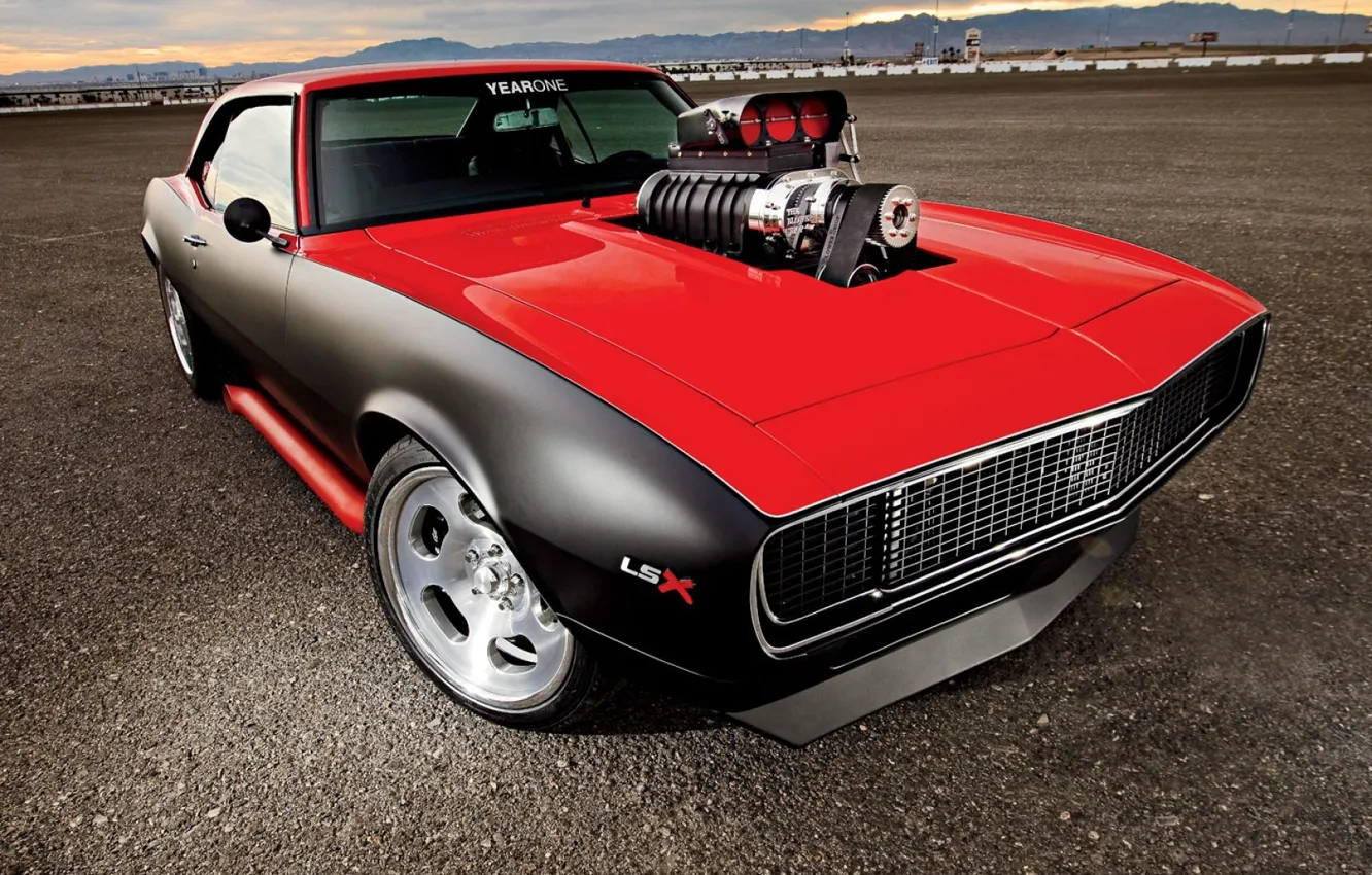 Photo wallpaper car, auto, muscle car, supercharger, camaro, chevrolet