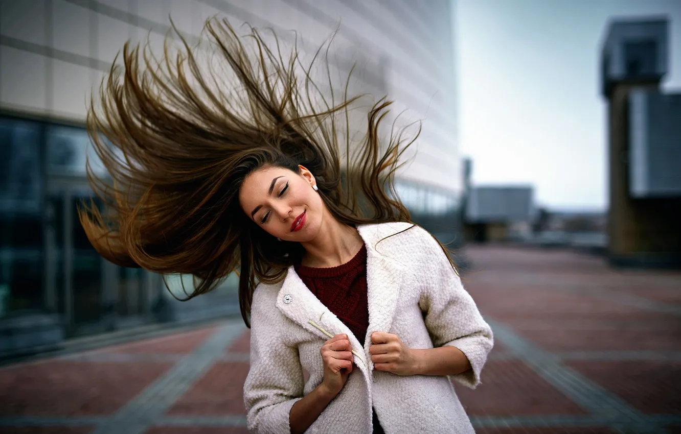 Photo wallpaper girl, hair, stroke, Ira