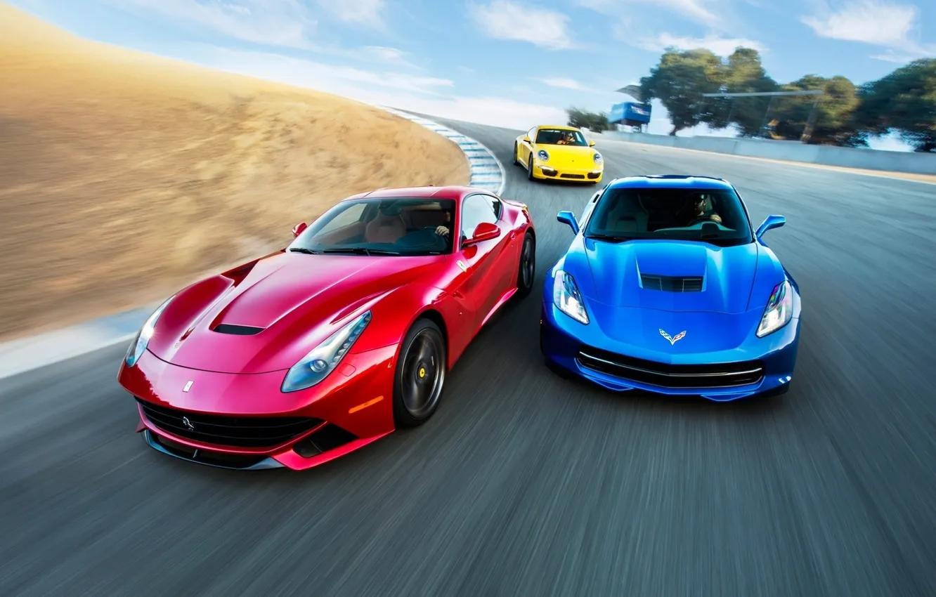 Photo wallpaper 911, Porsche, Corvette, Chevrolet, Ferrari, supercar, Ferrari, Chevrolet