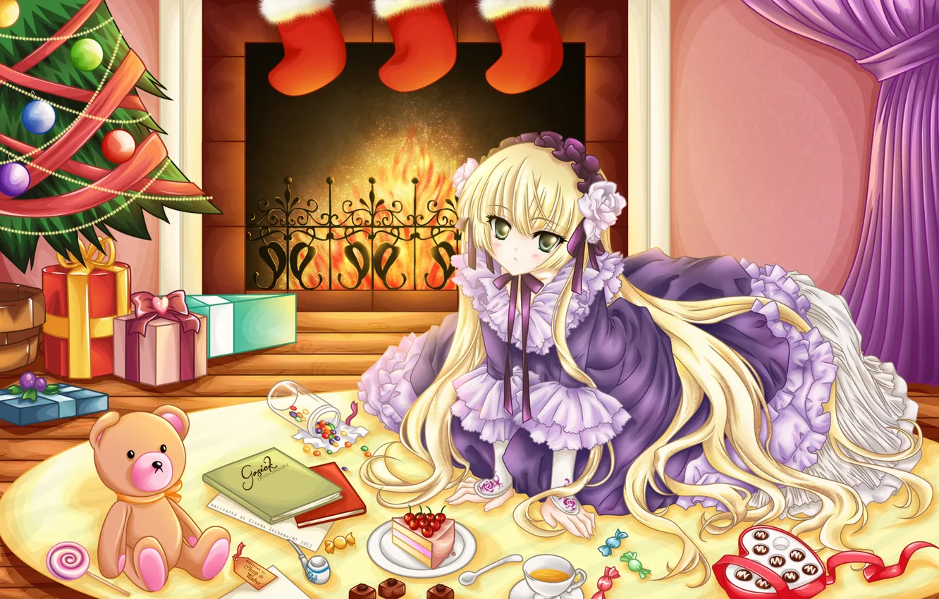 Photo wallpaper gift, tree, book, bear, candy, gosick, victorique de broix