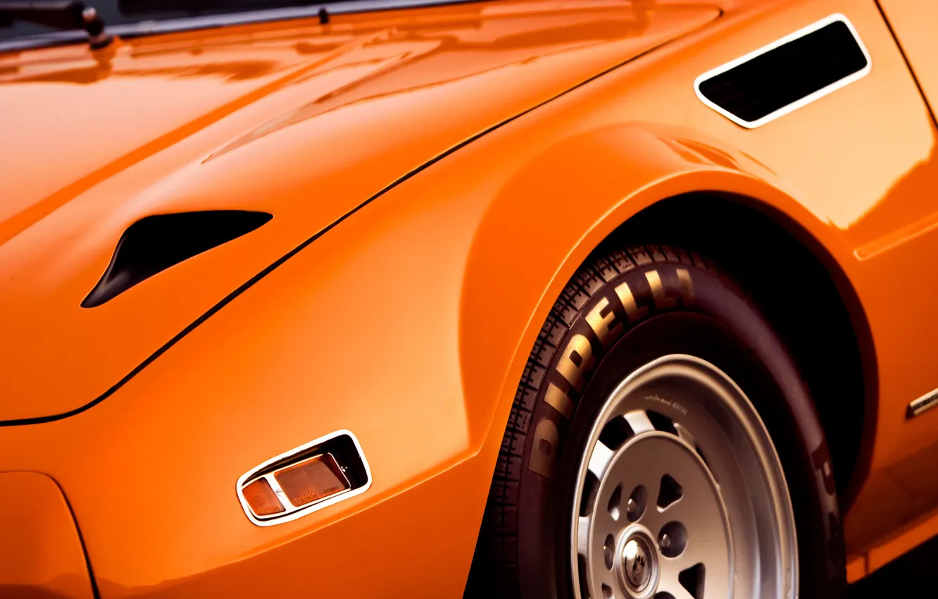 Photo wallpaper orange, wheel, tires