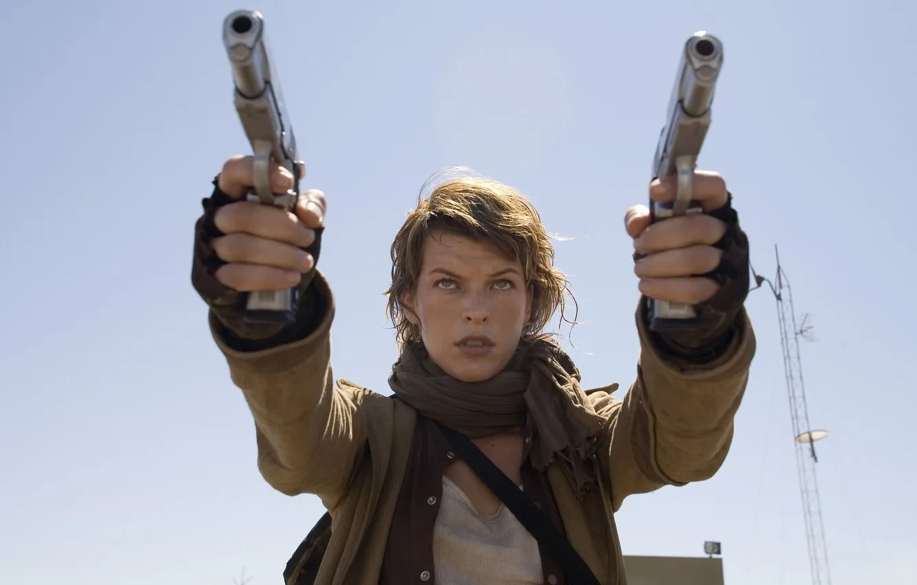 Photo wallpaper gun, Vegas, Resident evil, Mila