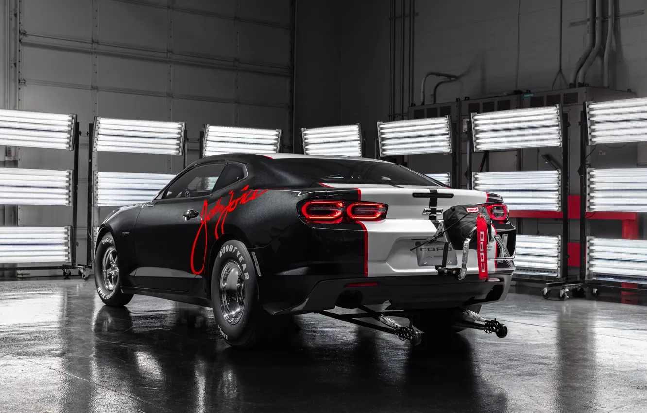 Photo wallpaper Chevrolet, Camaro, rear view, COPO, 2020, John Force Edition, SEMA 2019