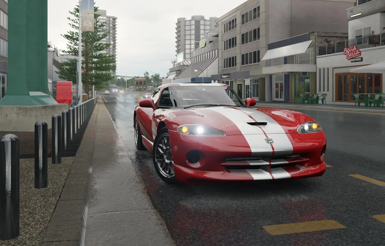 Photo wallpaper the city, street, Dodge Viper, Forza Horizon 3