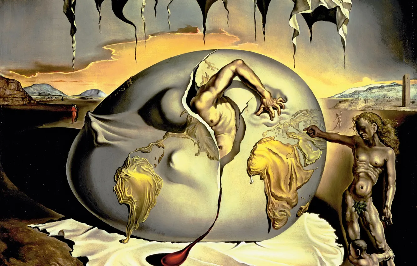 Photo wallpaper surrealism, picture, Salvador Dali, Salvador Dali, Geopolitical Child Watching The Birth Of A, The New …
