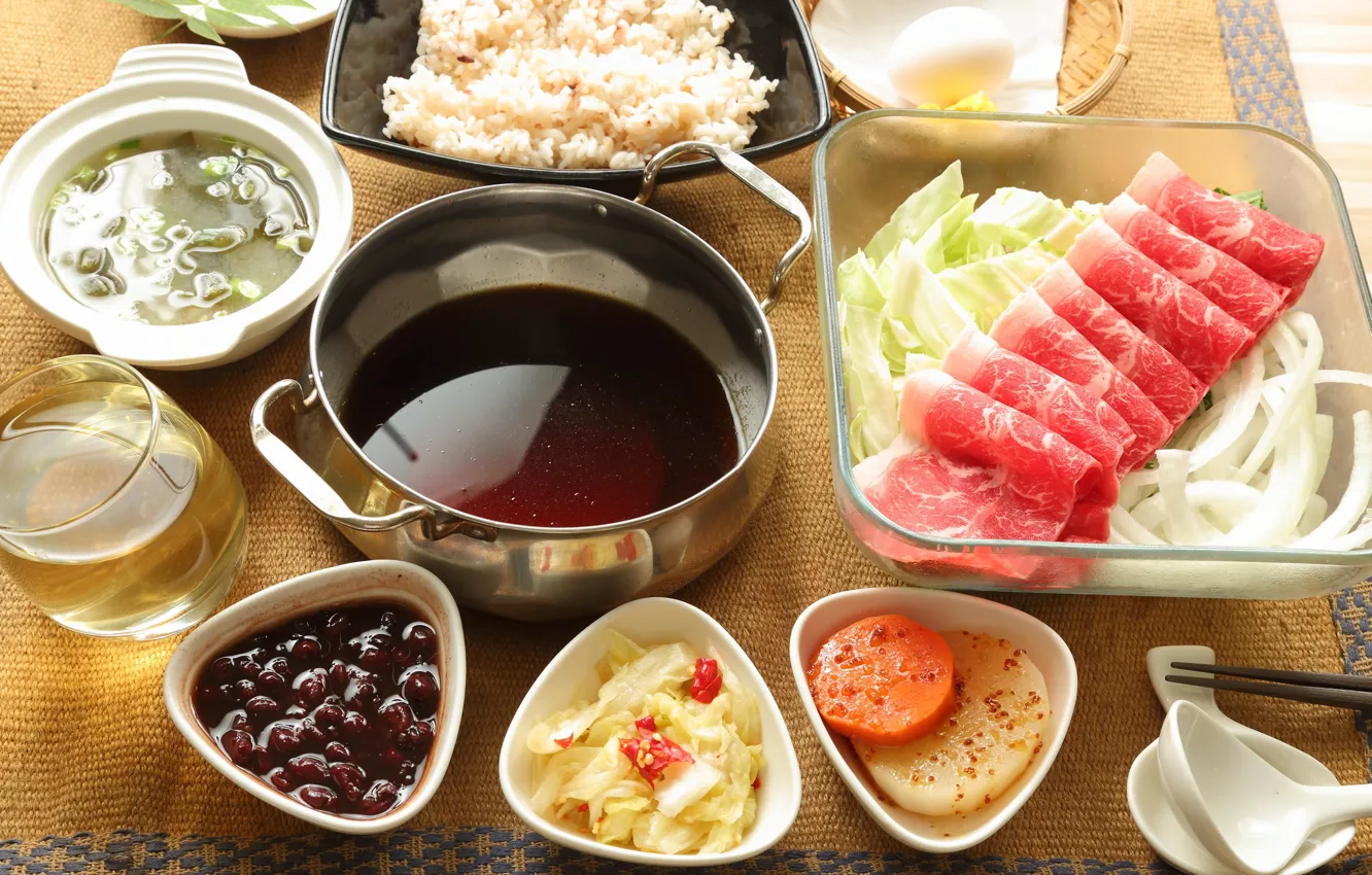 Photo wallpaper serving, Japanese cuisine, sauce