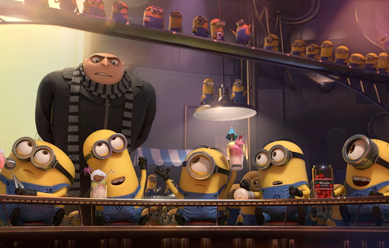 Photo wallpaper yellow, cocktail, minion, Despicable Me 2