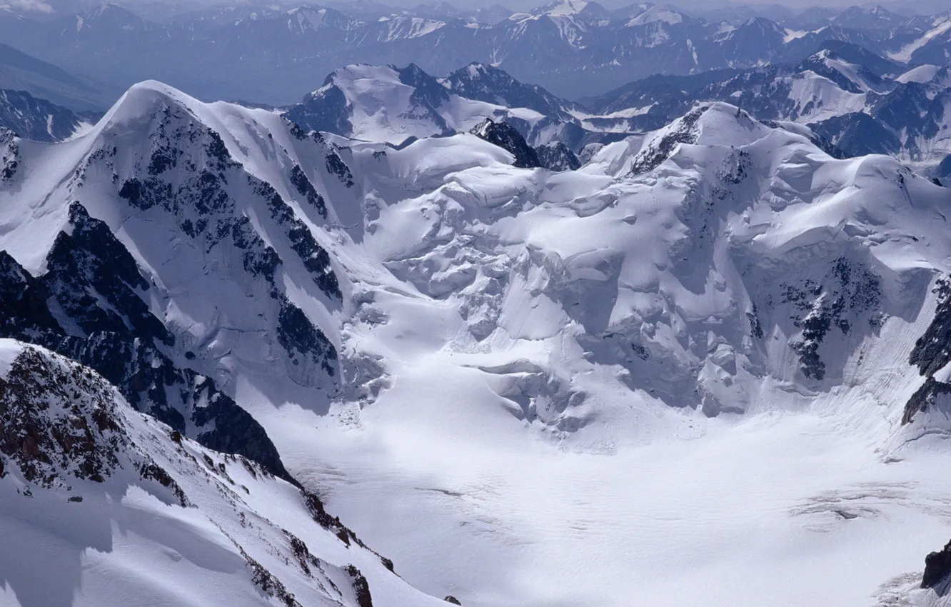 Photo wallpaper winter, the sky, clouds, snow, landscape, mountains, nature, rocks