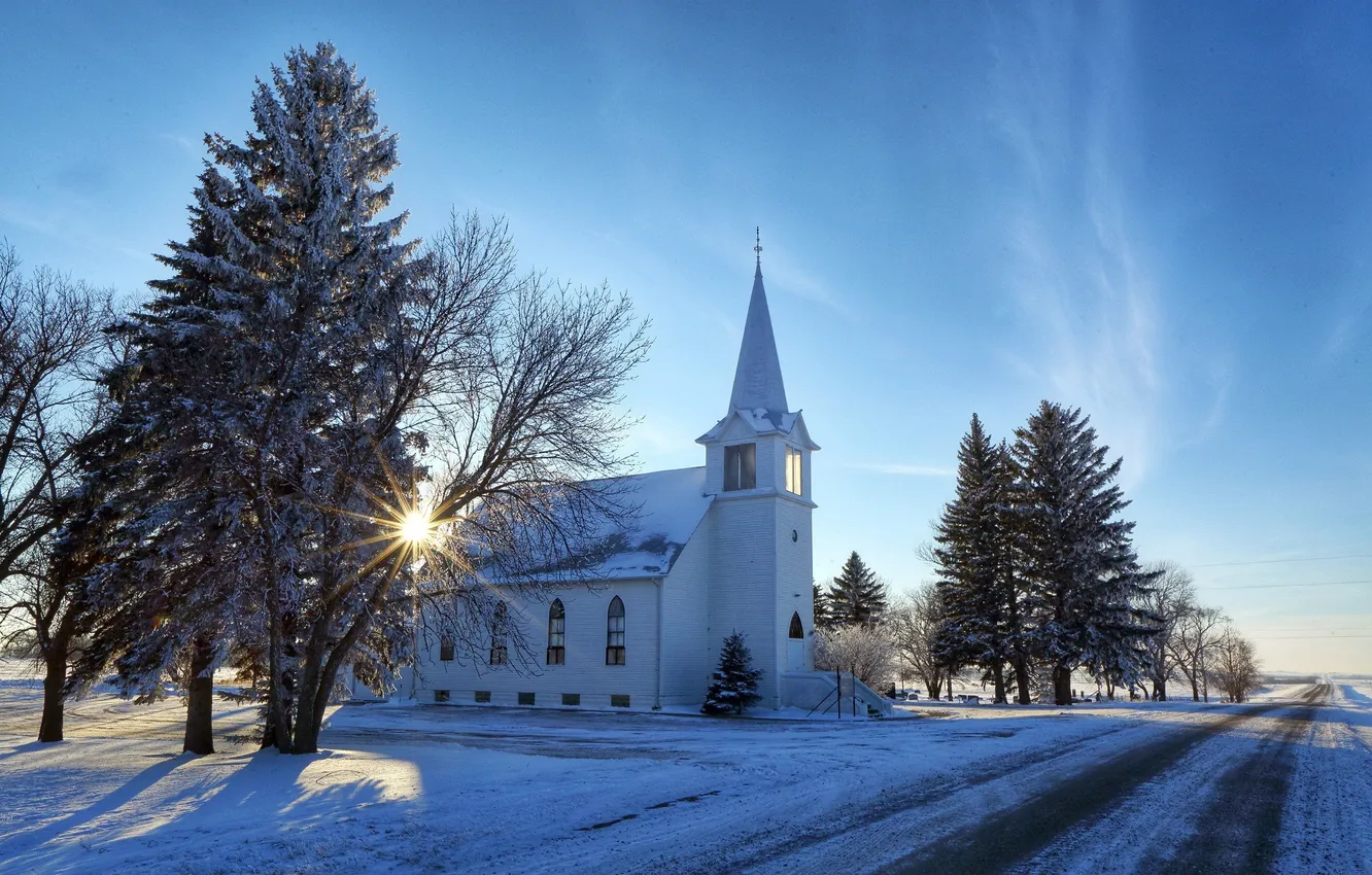 Photo wallpaper North Dakota, Grandfield Lutheran Church, Eddy County