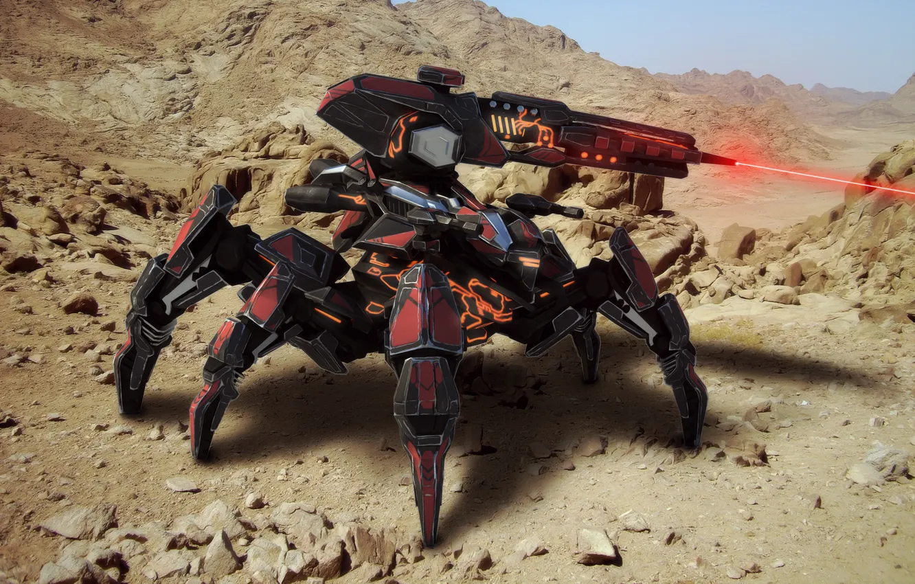 Photo wallpaper weapons, fiction, robot, Monkylord mark II big