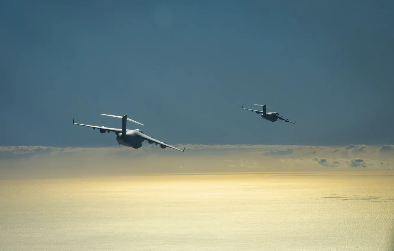 Photo wallpaper UNITED STATES AIR FORCE, Boeing C-17 Globemaster III, American military transport aircraft