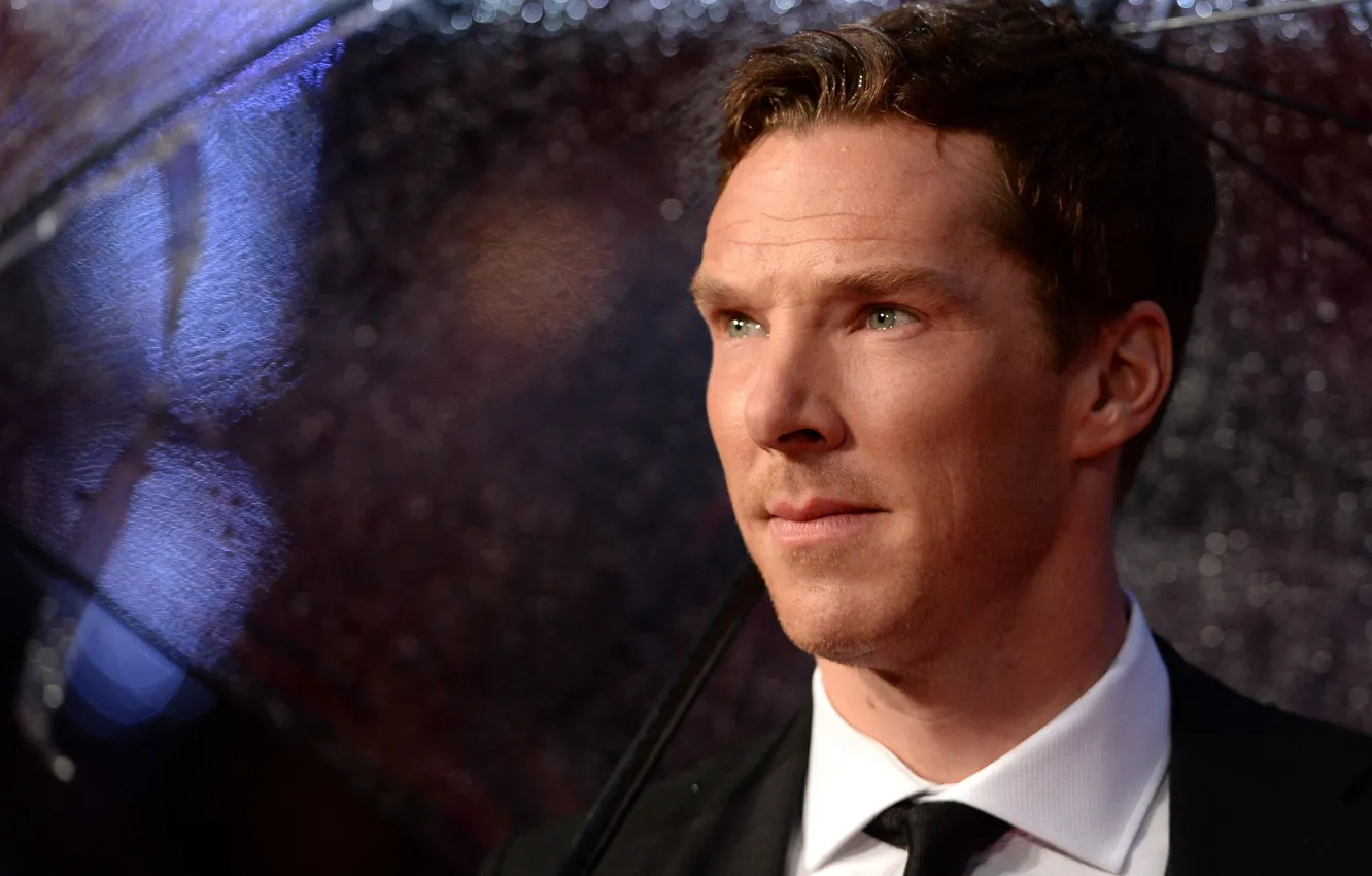 Photo wallpaper glare, background, umbrella, Benedict Cumberbatch, Benedict Cumberbatch