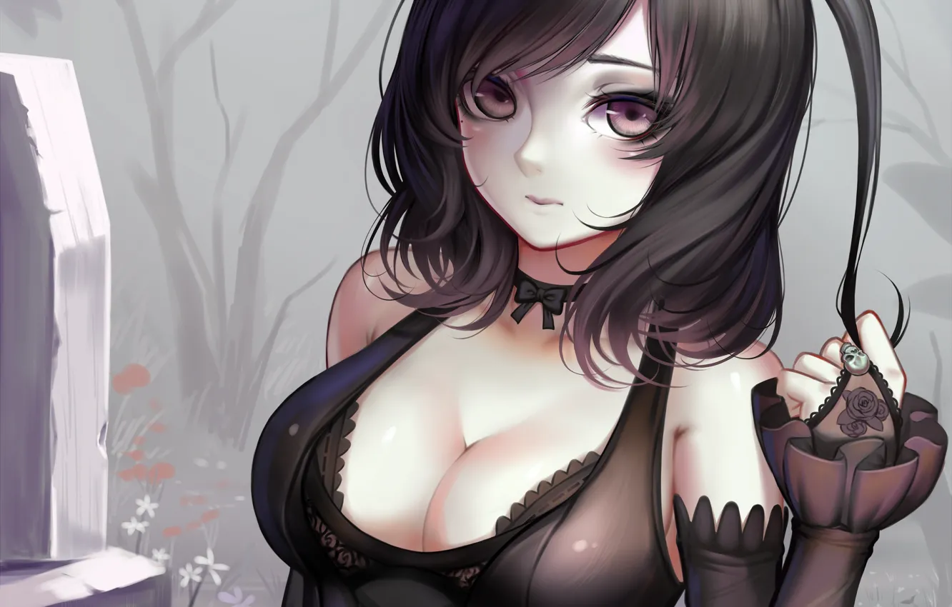 Photo wallpaper chest, girl, art