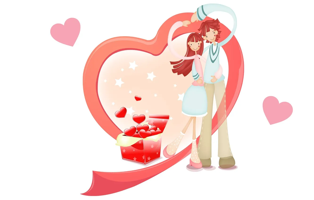 Photo wallpaper mood, holiday, heart, art, two, Valentine's Day