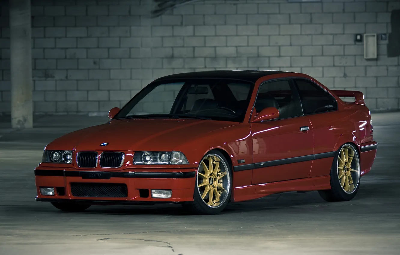 Photo wallpaper red, BMW, Parking, drives