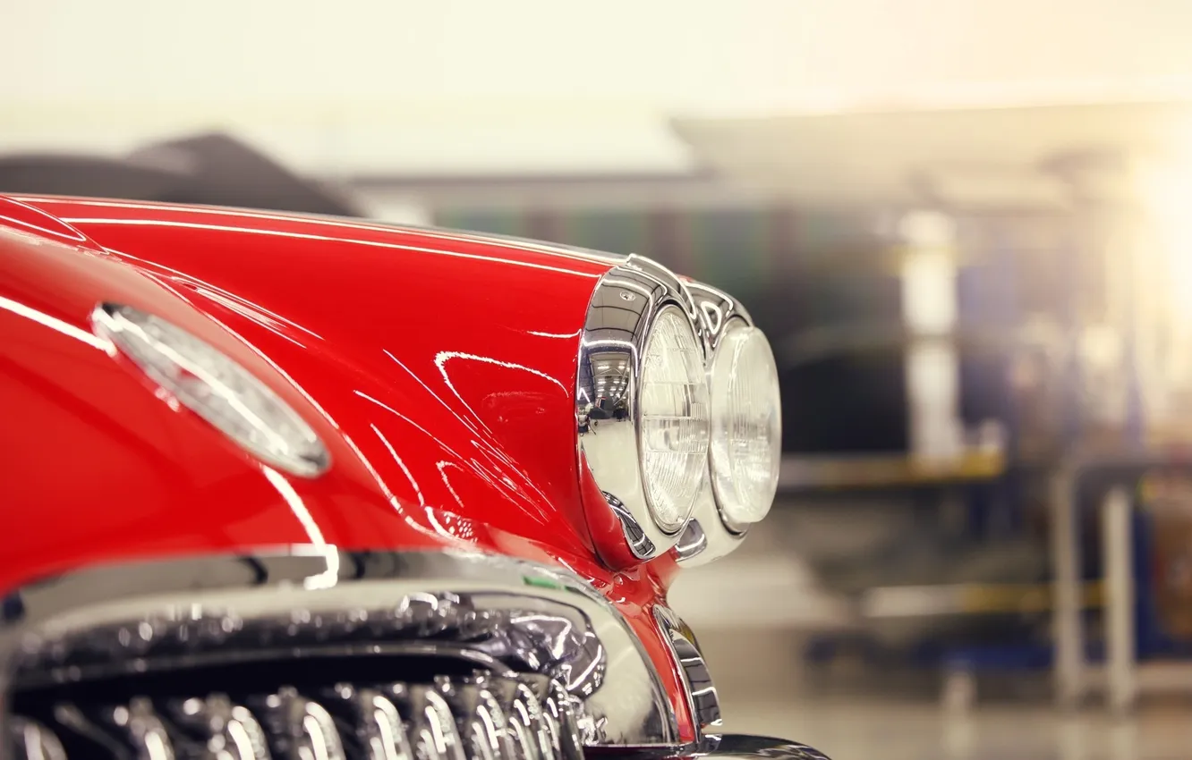 Photo wallpaper macro, red, lights, tuning, Corvette, Chevrolet, Chevrolet, classic