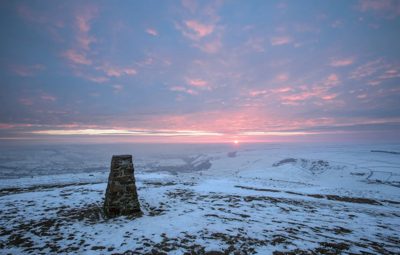 Wallpaper Sunrise, Peak District National Park, Mam Tor for mobile and ...