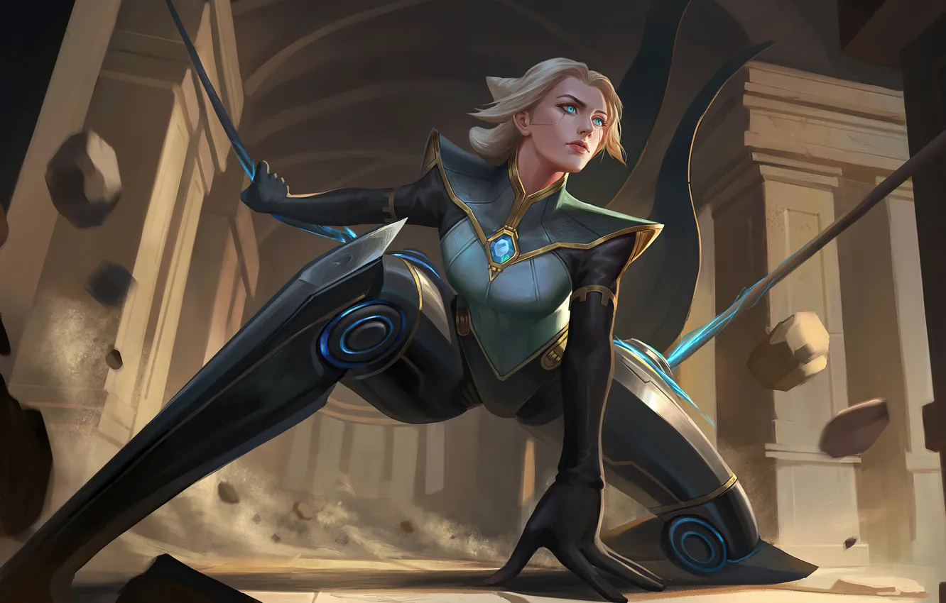 Photo wallpaper blonde, League of Legends, LoL, Camille, game character, girl art, steel shadow