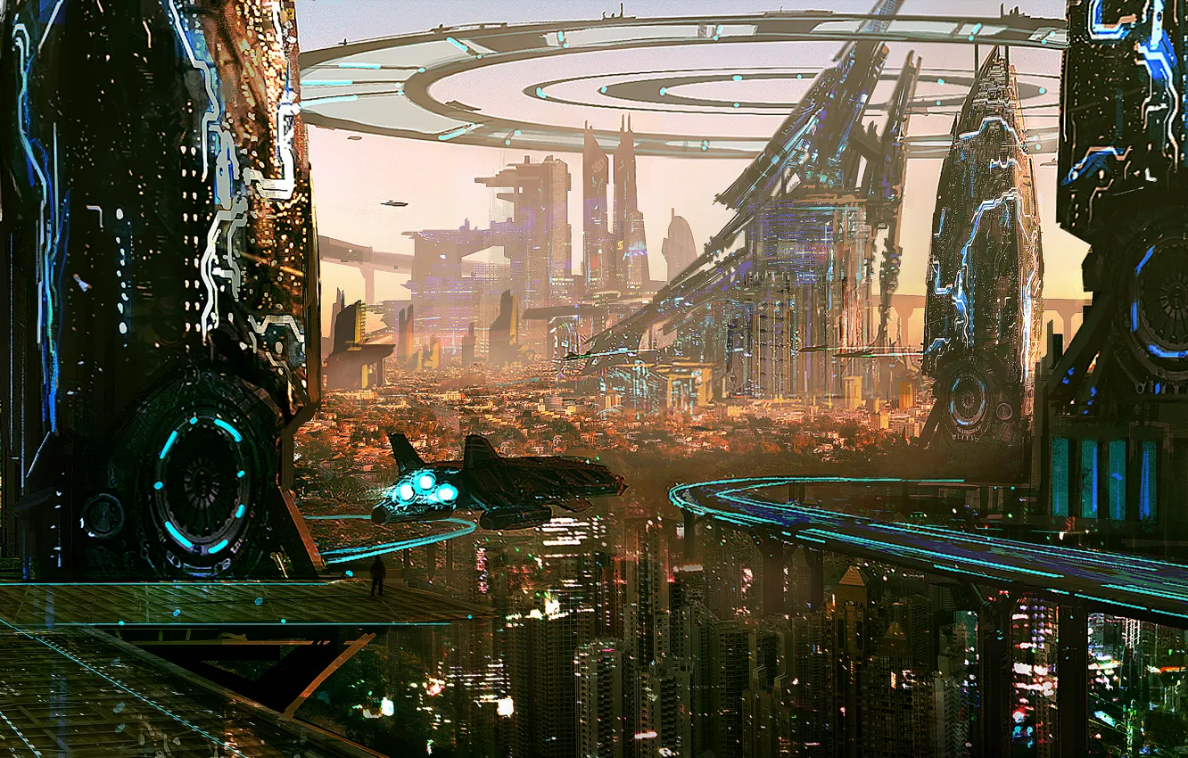 Photo wallpaper the city, art, Downtown, skyscraper