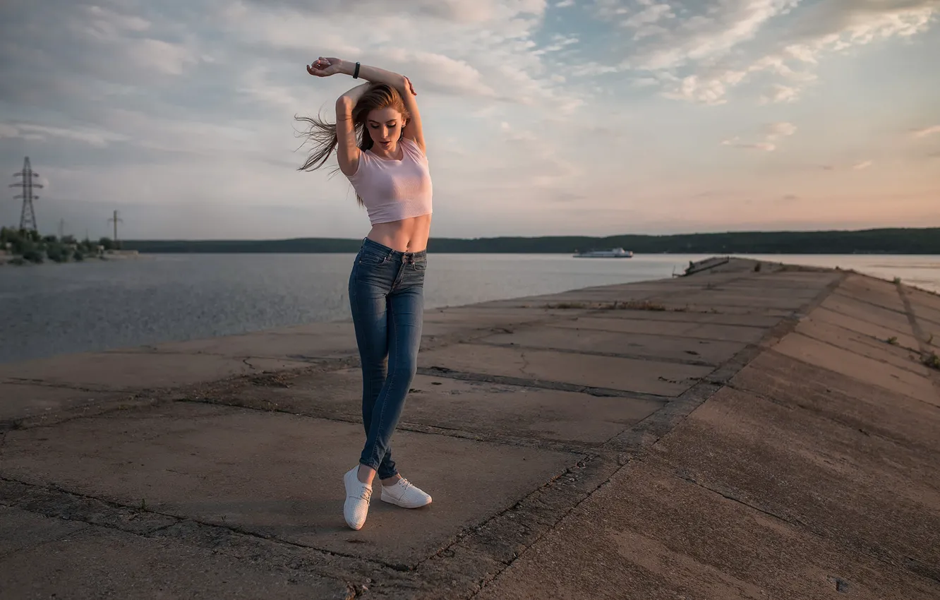 Photo wallpaper chest, sunset, jeans, Mike, Nadia, Dmitry Sn, Dmitry Shulgin