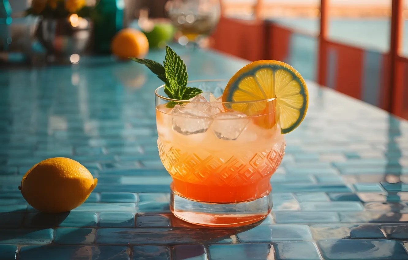Photo wallpaper glass, food, cocktail, drink