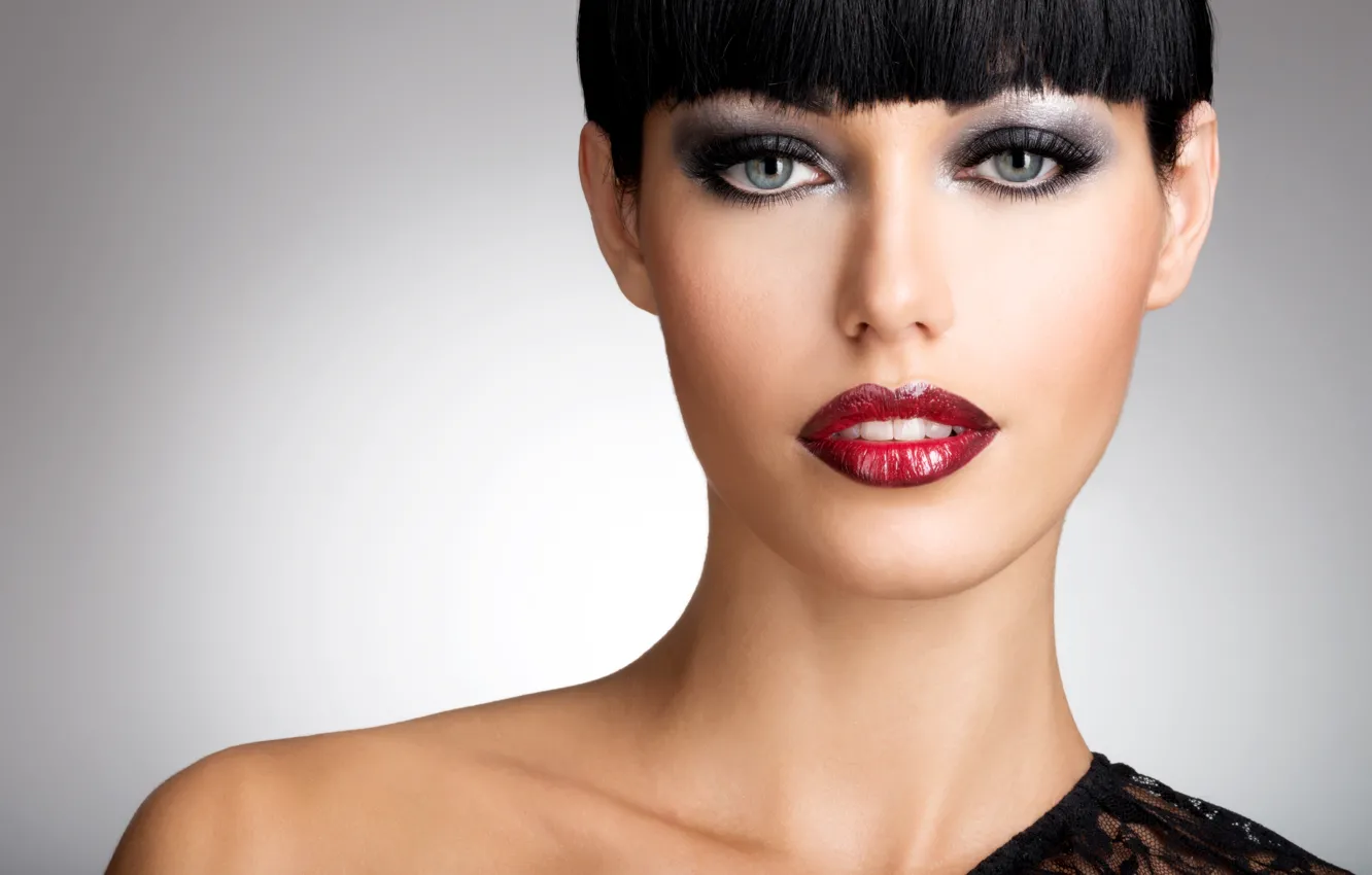 Photo wallpaper look, girl, hair, haircut, shadow, makeup, hairstyle, girl