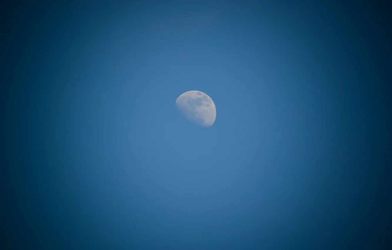 Photo wallpaper white, the sky, space, blue, the moon, crater