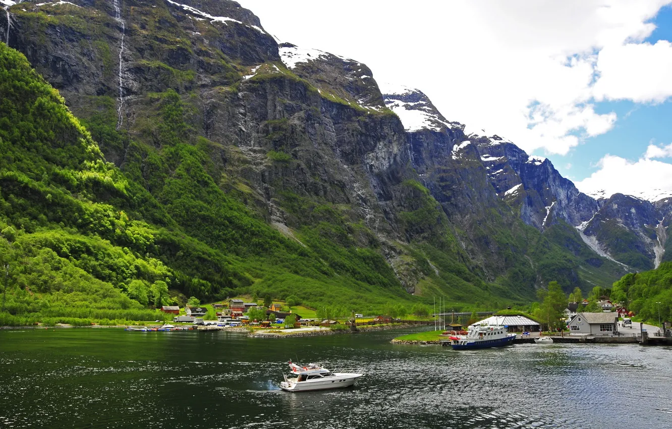 Photo wallpaper snow, mountains, nature, Norway, home.