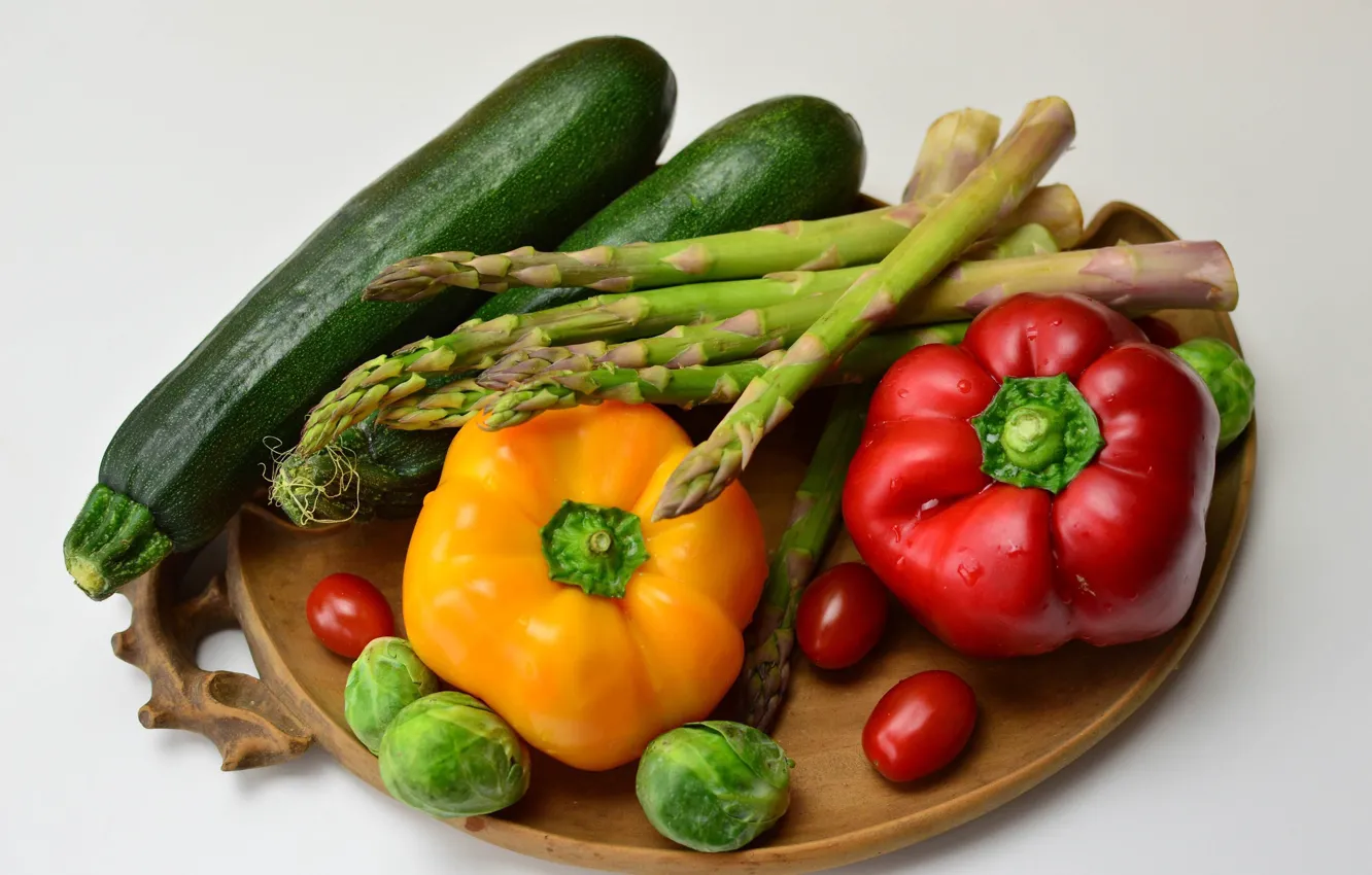 Photo wallpaper pepper, vegetables, cabbage, bell pepper, asparagus, ZUCCHINI, pepper, tomatoes-cherry