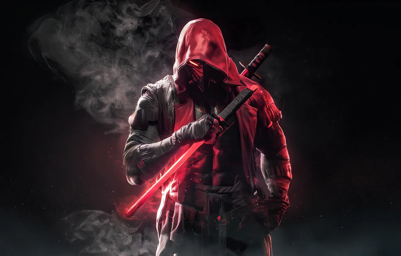 Photo wallpaper samurai, Red Hood, meets