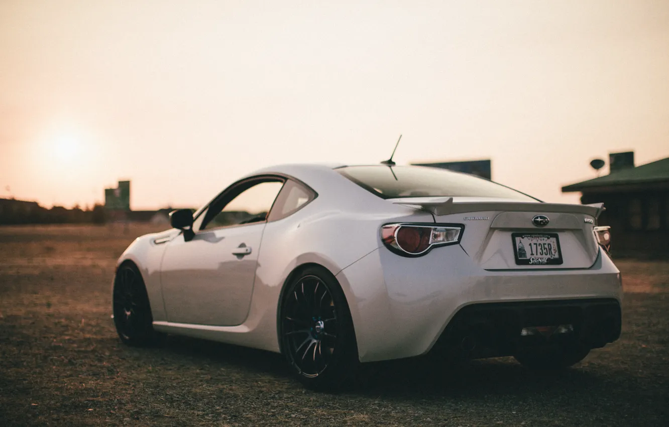 Photo wallpaper car, auto, white, road, Subaru, subaru brz