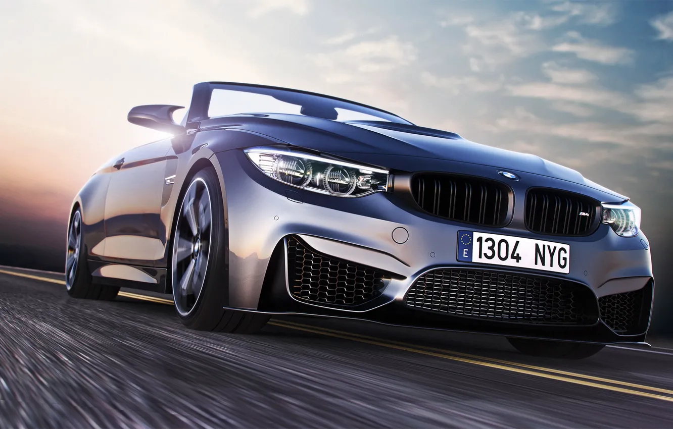 Photo wallpaper BMW, Car, Speed, Front, Sport, Road, Convertible