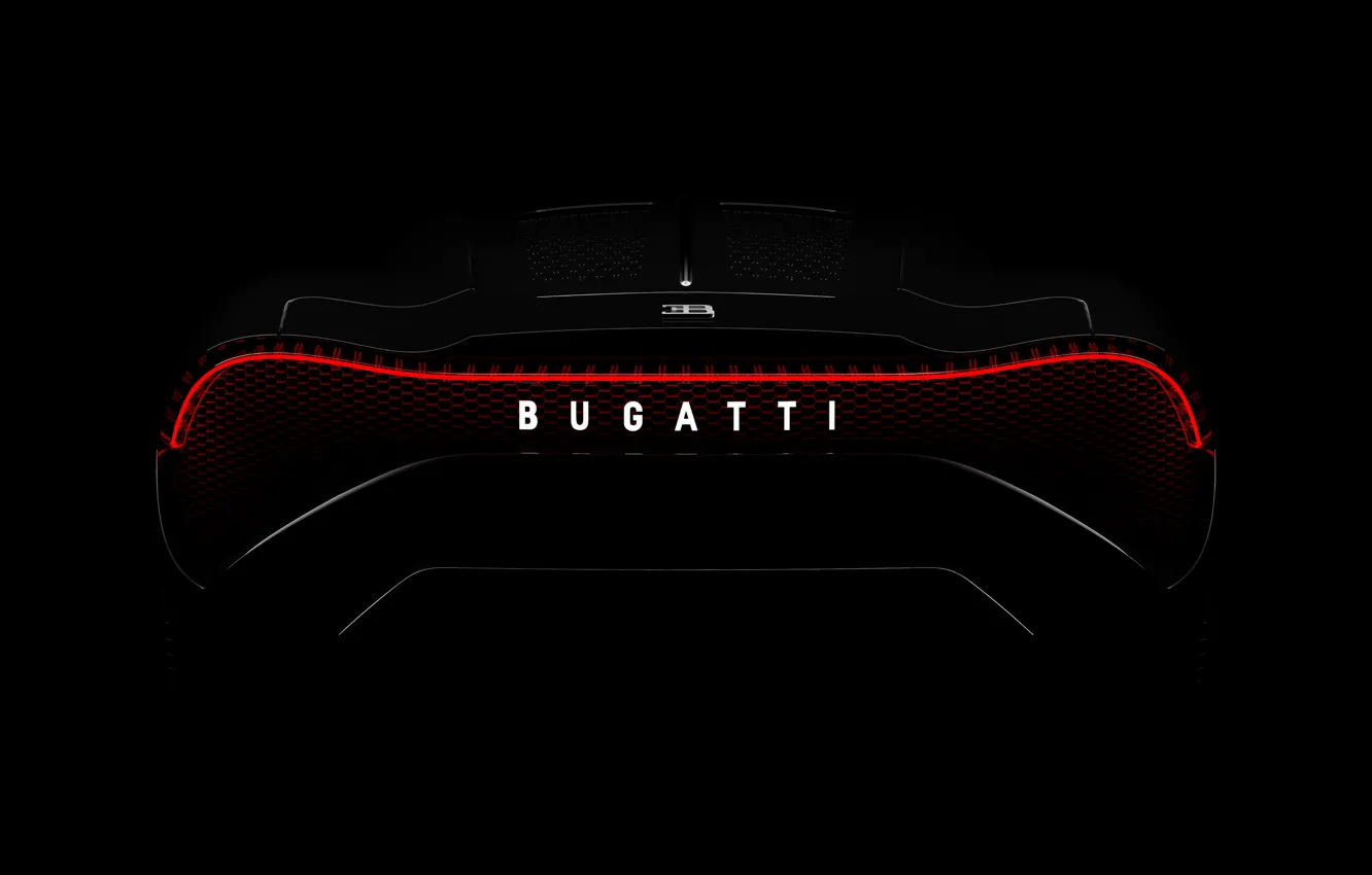 Photo wallpaper Bugatti, rear view, hypercar, 2019, The Black Car