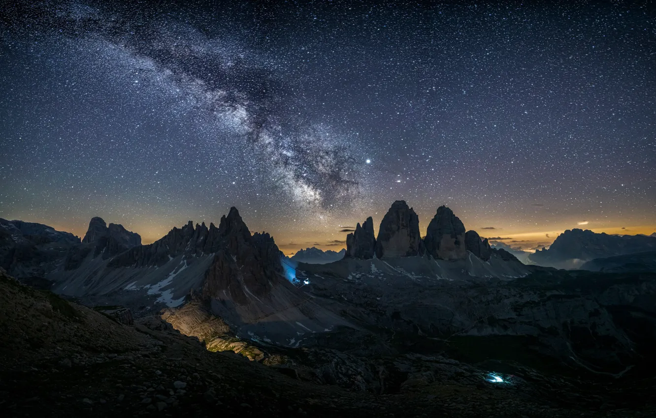 Photo wallpaper stars, mountains, Italy, The Milky Way, Italy, mountains, stars, Milky Way