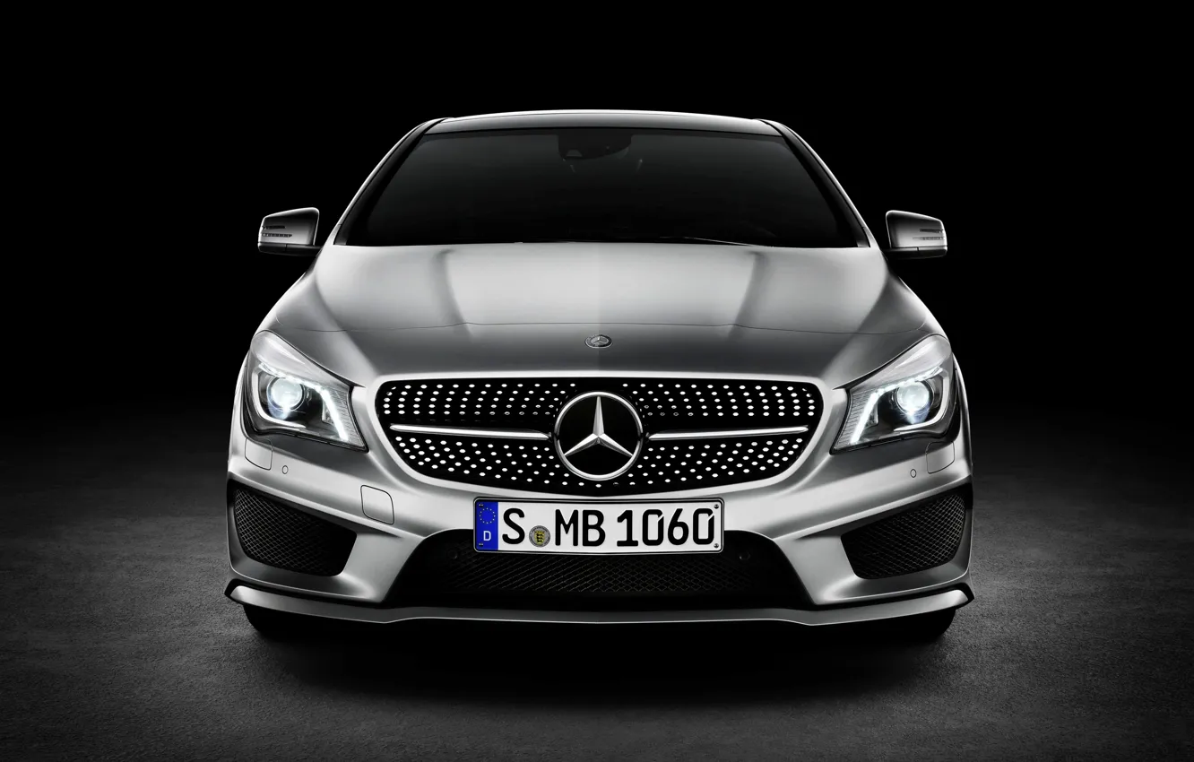 Photo wallpaper Mercedes-Benz, the hood, grille, Mercedes, logo, Car, the front, Class