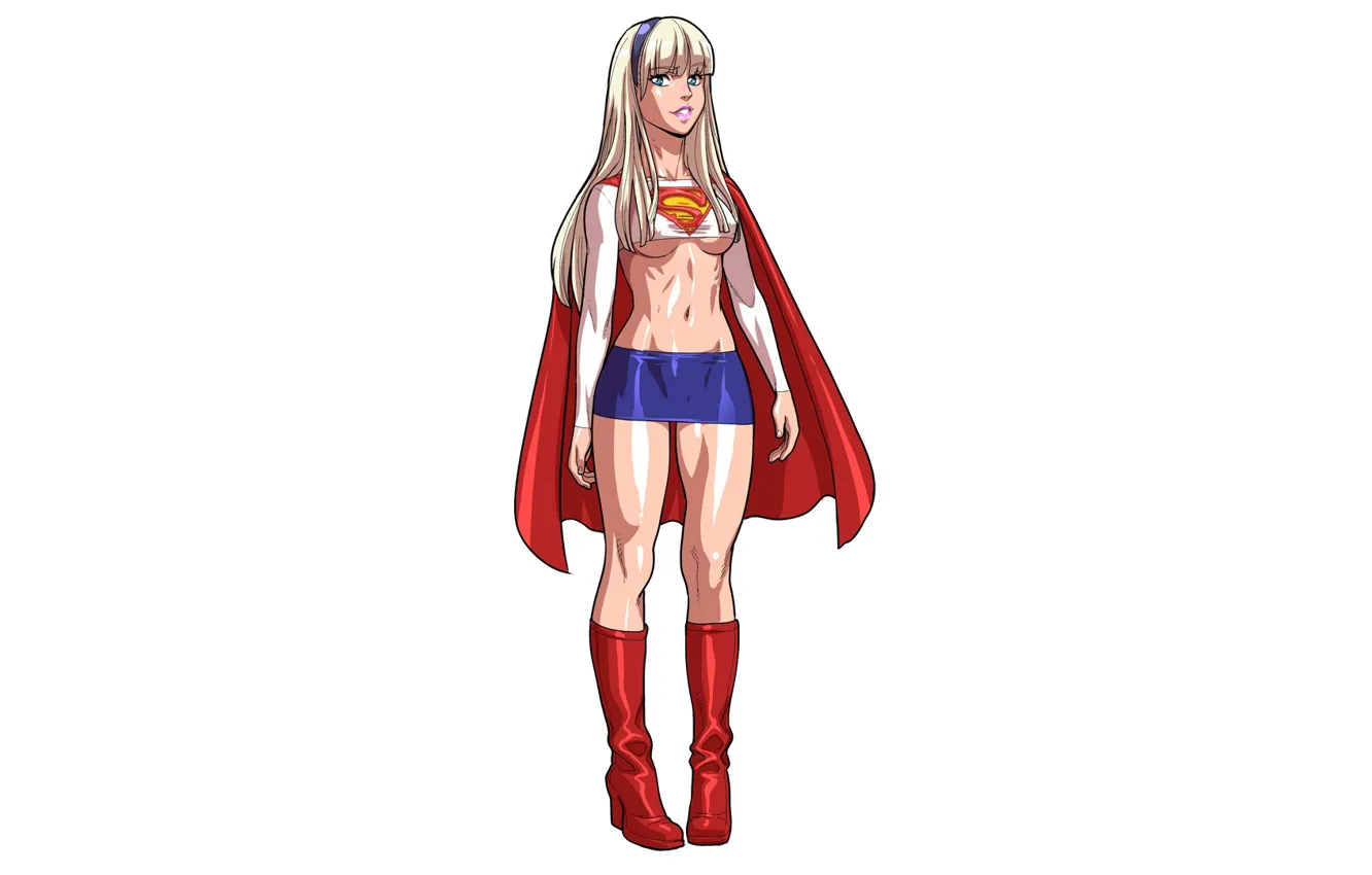 Photo wallpaper girl, sexy, legs, mini, comics, blonde, hero, belly