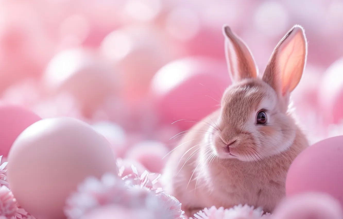 Photo wallpaper flowers, holiday, hare, eggs, spring, rabbit, Easter, Bunny
