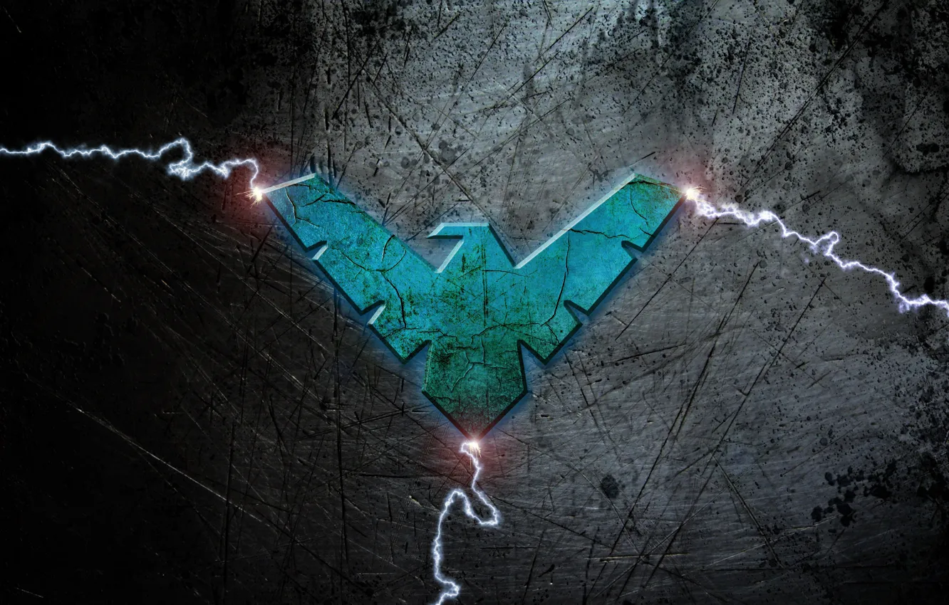 Photo wallpaper sign, zipper, emblem, logo, symbol, Nightwing, Nightwing