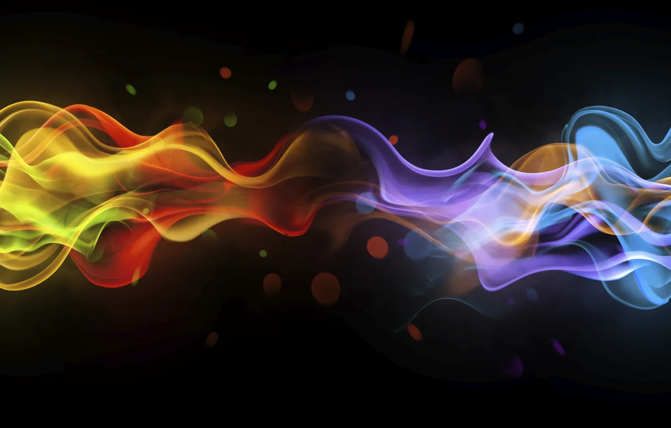 Photo wallpaper abstraction, smoke, black background, colorful