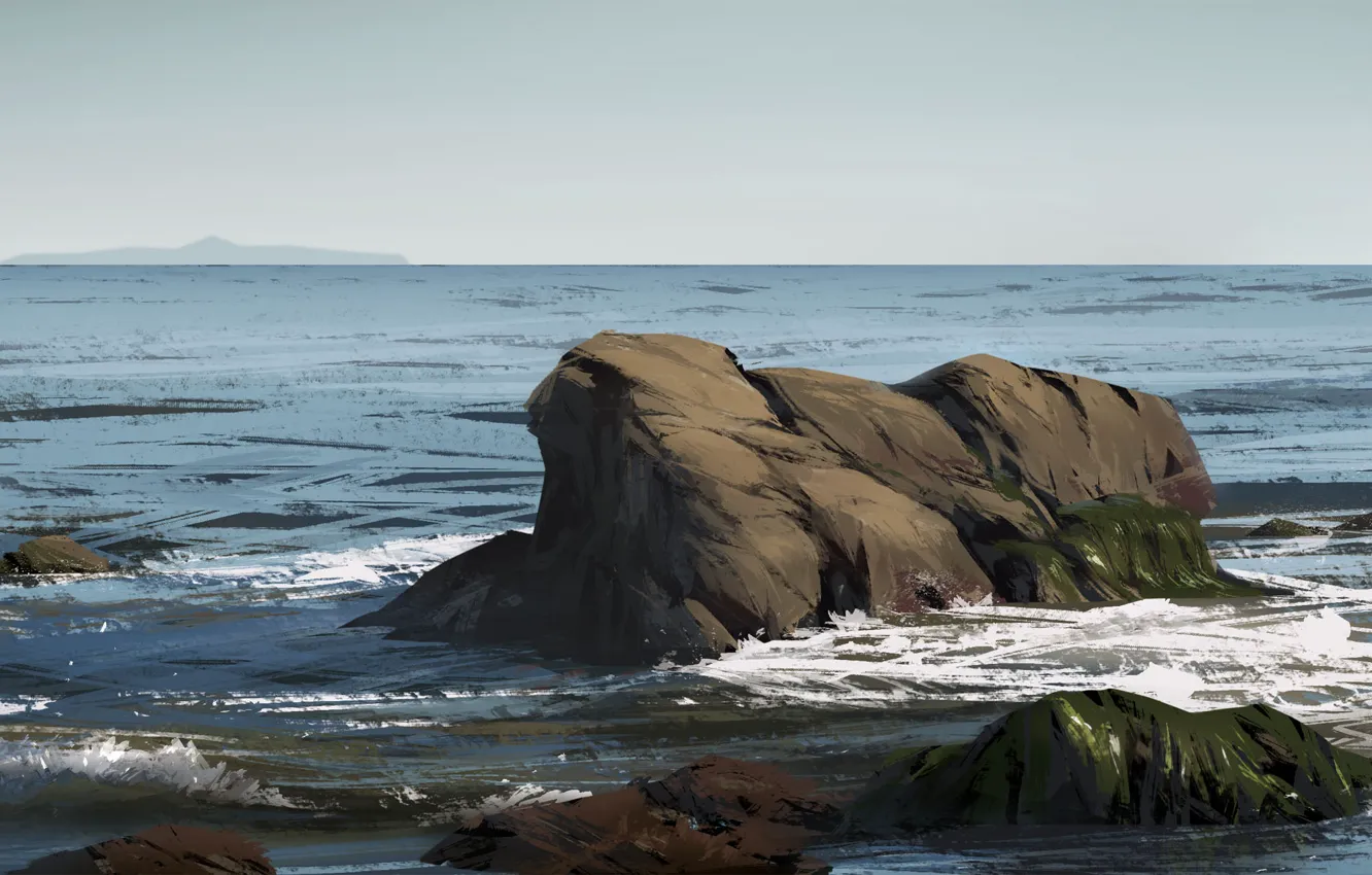 Photo wallpaper sea, landscape, nature, stones, art