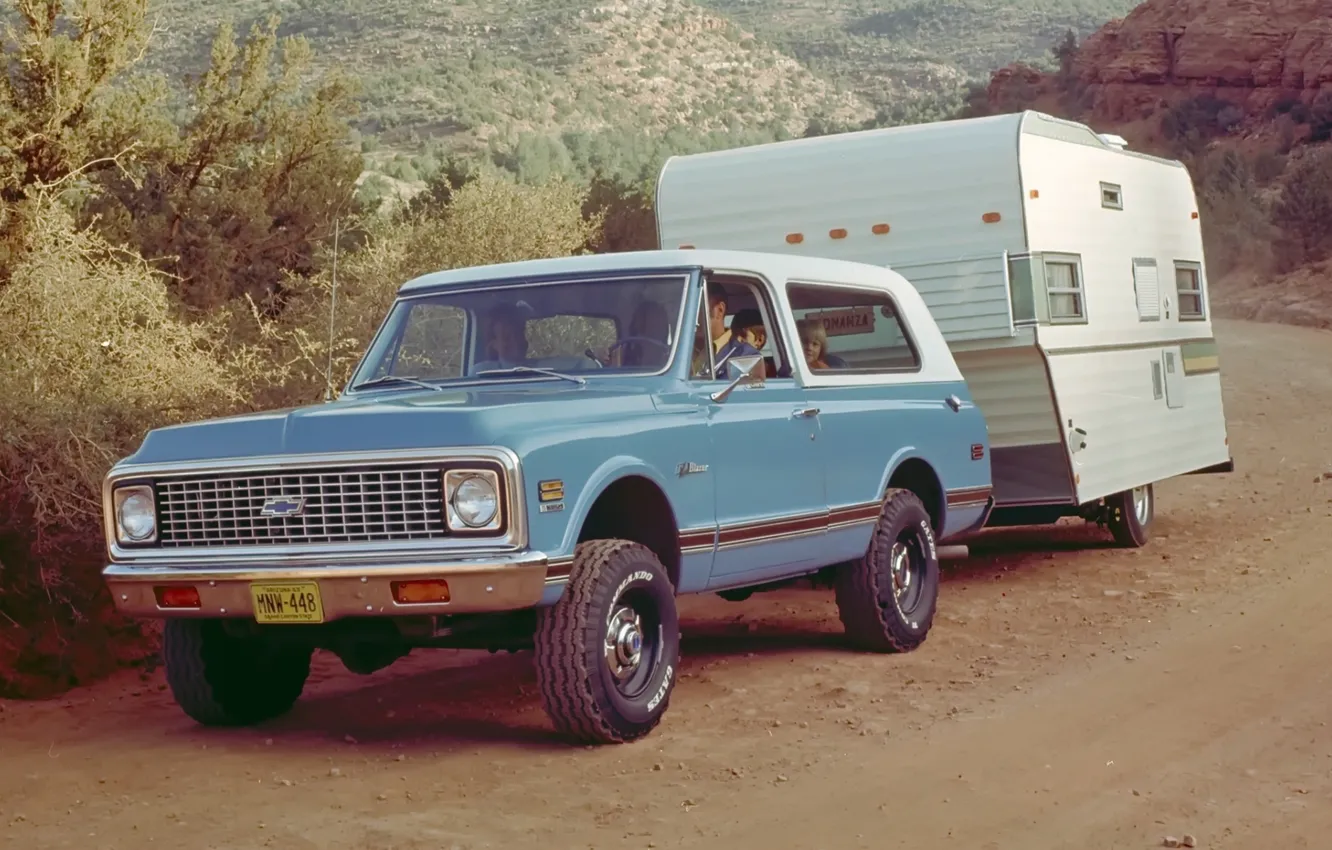 Photo wallpaper background, Chevrolet, jeep, SUV, the front, 1972, caravan, Chevrolet.Blazer