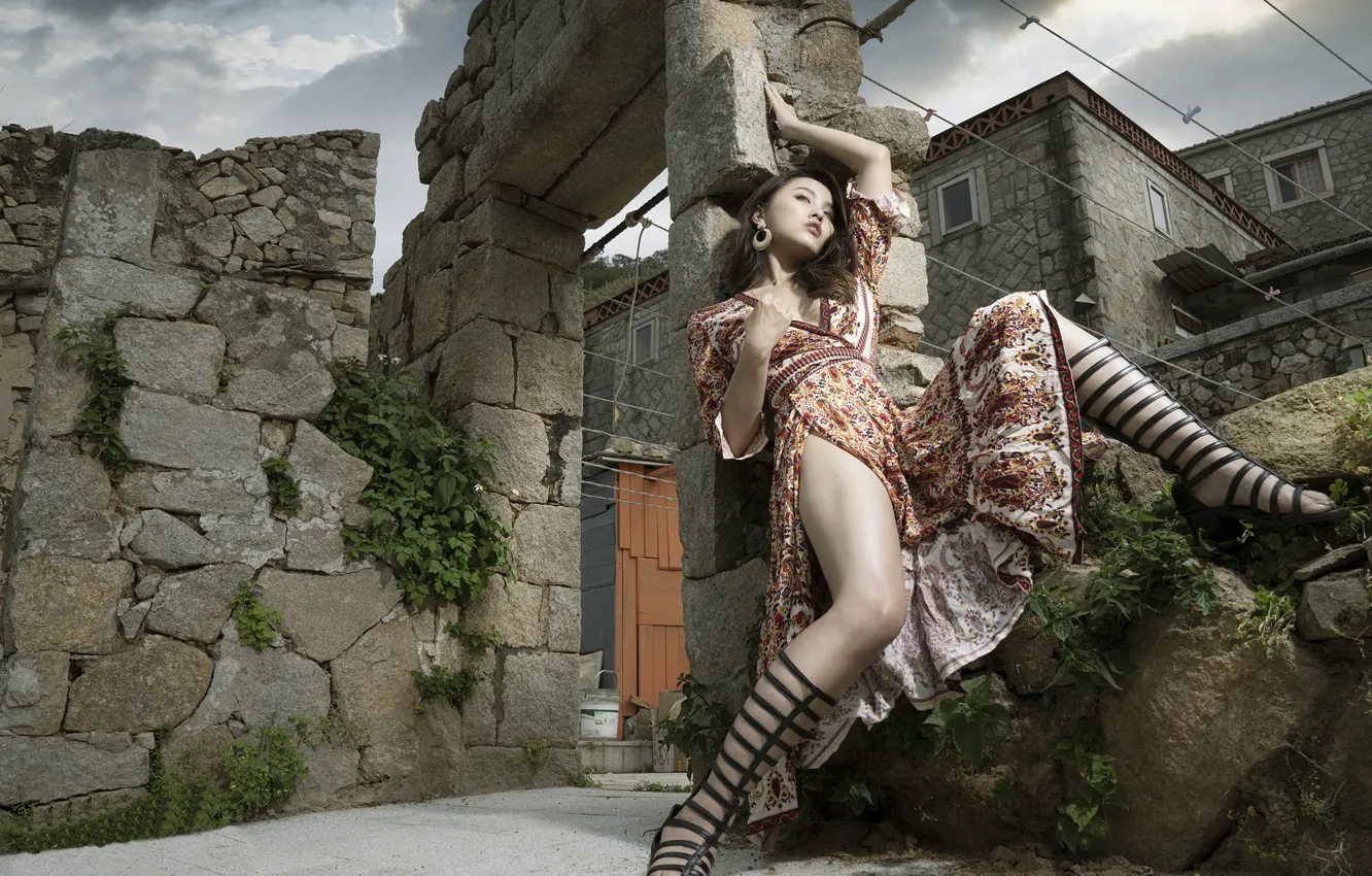 Photo wallpaper girl, home, Asian