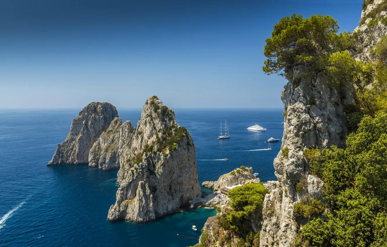 Photo wallpaper sea, nature, rocks, Italy, Capri