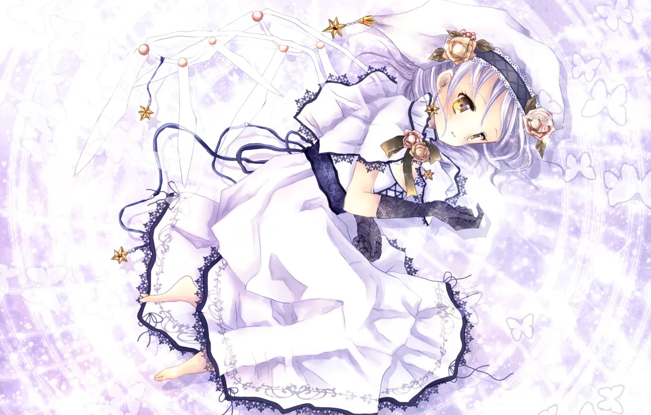 Photo wallpaper anime, art, girl, white dress, Pixiv-tan