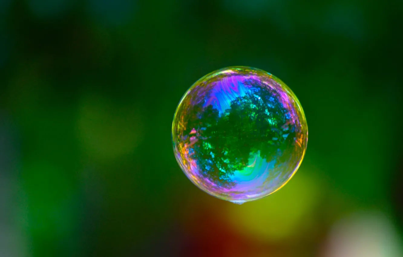 Photo wallpaper green, bubbles, color